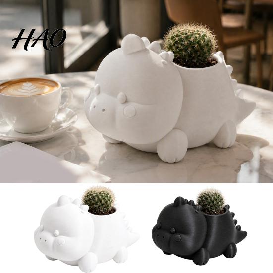 Cute Desktop Decoration 3D Printed Dinosaur Shaped Succulents Pot, Planter for Small Modern Desk Accessory Cactus Mini Plants, Decorative Flower