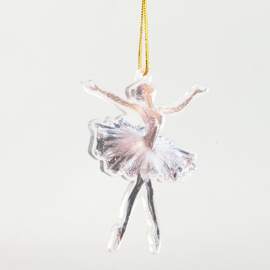 2D Glittering Ballerina Decorative Bauble Christmas Tree Decoration Hanging Ornament