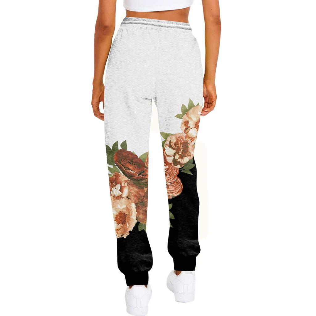 Women's Casual Fashion Sweatpants Printed Pants Elastic Waist Drawstring Pants