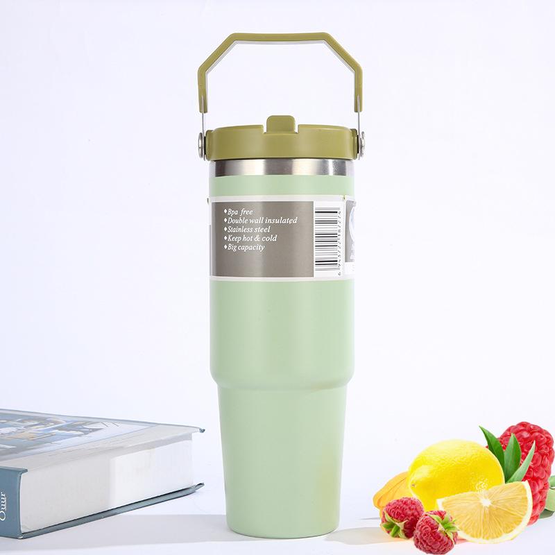 New American Style 600ml/900ml Stainless Steel Double-Layer Insulated Coffee Cup Vacuum Flask for Hot Cold Beverages Car Travel