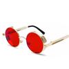 Vintage Steampunk Red Sunglasses Men Round Punk Alloy Metal Frame Retro Sun Glasses Women Goggles Gothic Style Shades
