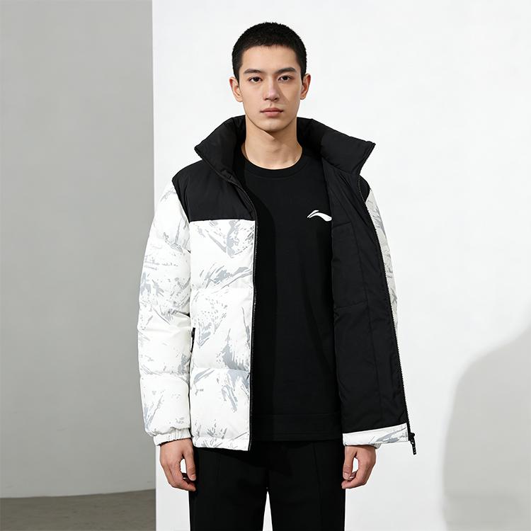 Пуховики Li Ning Унисекс Белый С круглым вырезом Утепленные YYMV213-4+YTLV061-1