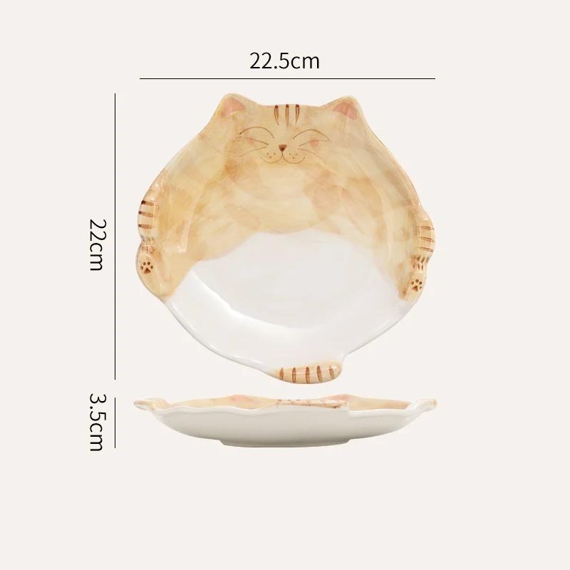 Милая керамическая тарелка с изображением кота, столовая посуда, креативные высококачественные тарелки для послеобеденного чая, торта, десерта, фруктов, изысканные домашние суповые миски