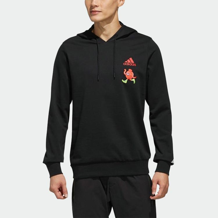 adidas Толстовка с вышивкой и графическим рисунком, мужские топы с капюшоном, черные FP7995