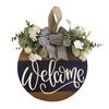 Front Door Welcome Sign Farmhouse Rustic Round Wooden Bowknot Letter
