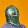 Green Barbuta Helmet Medieval Knight Armor 18g Mild Steel LARP Cosplay Warrior Helmet Visored for Halloween Collectors