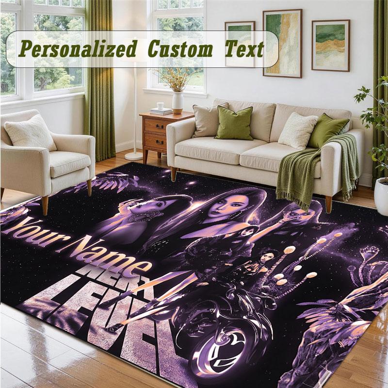 Crystal Velvet Square Rug Custom Nameaespa Pattern Non Slip Home Floor Decor Rug