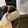 Ielgy Cylindrical Female Bag with Diamond Crossbody Chain Pillow Bag