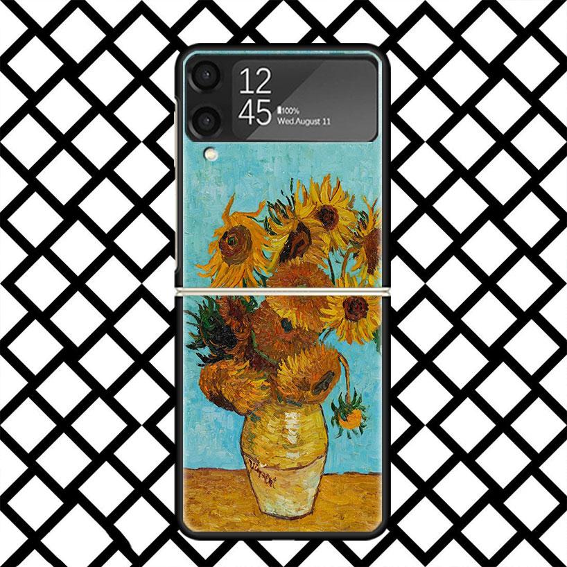 Чехол для телефона с картиной Ван Гога, масляная живопись, для Samsung Z Flip 7 6 5 4 3 Galaxy ZFLIP7 ZFlip6 5G Flip5 Flip4 Flip3 5g, Черный Жесткий Чехол
