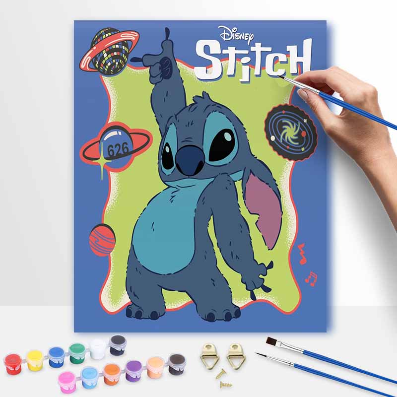 Disney Stitch space oil painting art painting kit, handmade diy art painting home wall decoration, creative canvas craft hobby gift