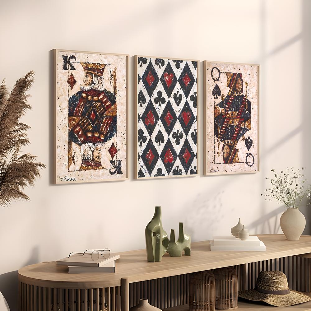 Крутая Мода Игральных Карт Роскошный Постер Липкое Настенное Искусство Печать Водонепроницаемый Дом Гостиная Спальня Бар Эстетический Декор