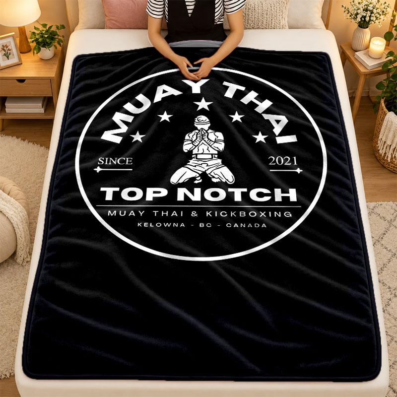 Flannel BlanketMuay Thai Gym Warm Soft Throw Blanket for Indoor Sofa Bed Living Room Use