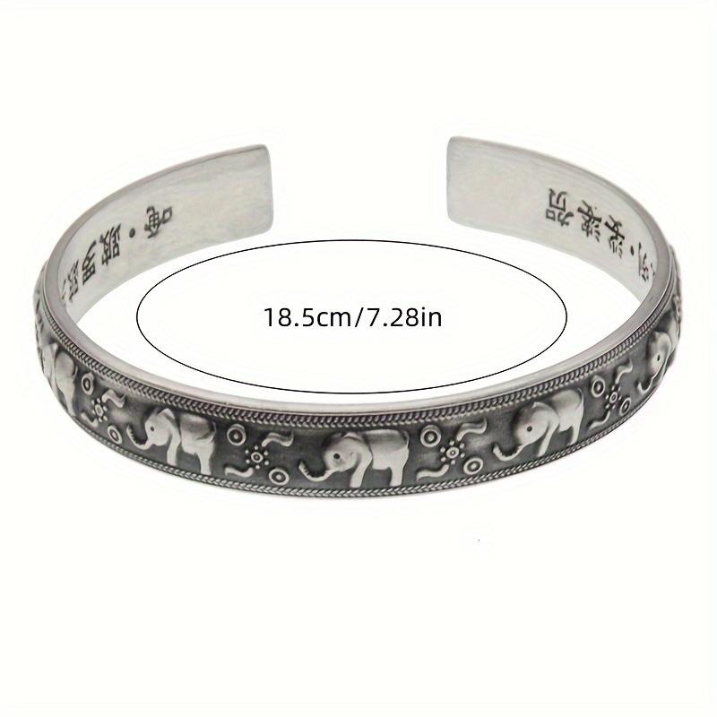 Серебряный 999 Пробы Модный Креативный Винтажный Животное Слон Открытый Браслет Унисекс