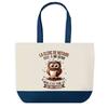 Tote Bag - PLANETEE - Sac Shopping Fond Bleu Clerc De Notaire Chouette - Coton - 40 X 45 Cm - Grand Format