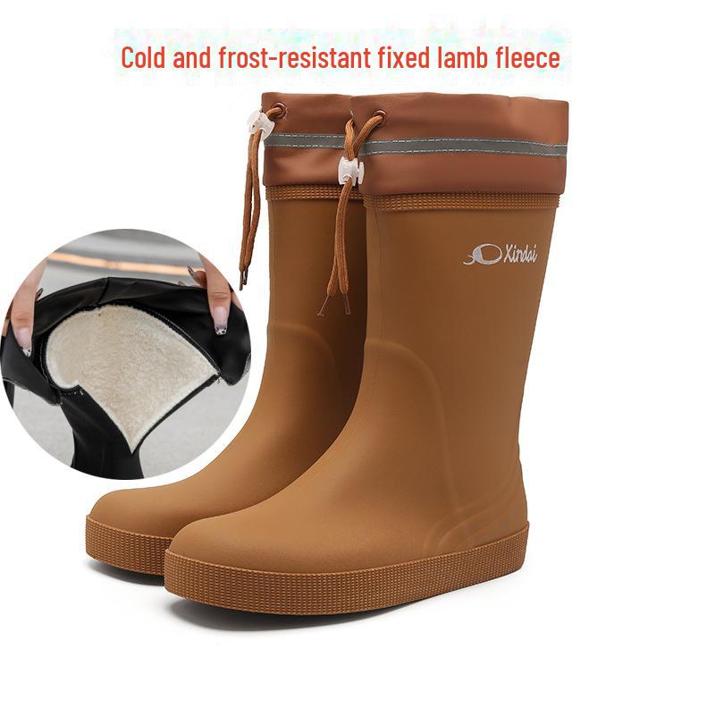 Модные женские и мужские непромокаемые сапоги средней высоты с нескользящей подошвой — износостойкая резиновая обувь для работы и мойки автомобиля