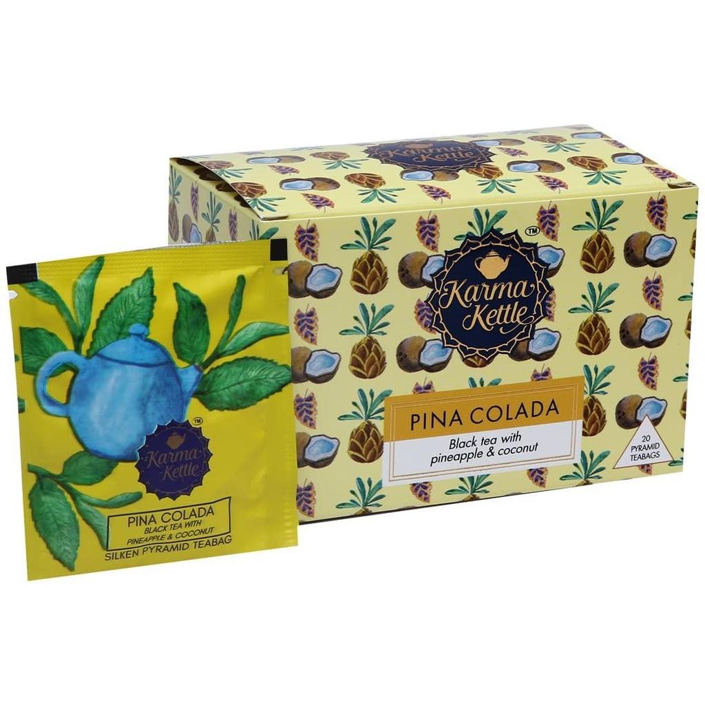 Black Tea with Pineapple and Coconut (20 Pack, 2 G), Pina Colada, Karma Kettle