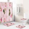 Love Valentine'S Day Shower Curtain Floor Mat Four-Piece Set Bathroom Non-Slip Door Mat Bedroom Carpet