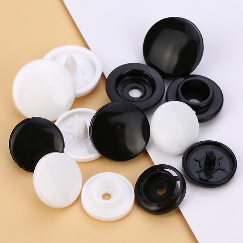White Snaps Button Fasteners Press Stud Poppers T3/T5/T8 Round Plastic Garment Sewing Accessories For Baby Clothes Clips Quilt