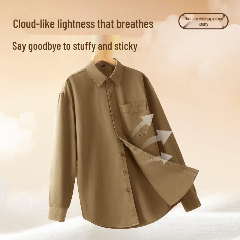 MINISO Мужская рубашка business casual с длинным рукавом из чистого хлопка