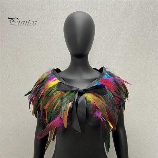 Женская шаль в готическом стиле, перьевая накидка, шарф, наплечная шаль, карнавальный костюм, винтажная шаль ручной работы с регулируемым атласным галстуком