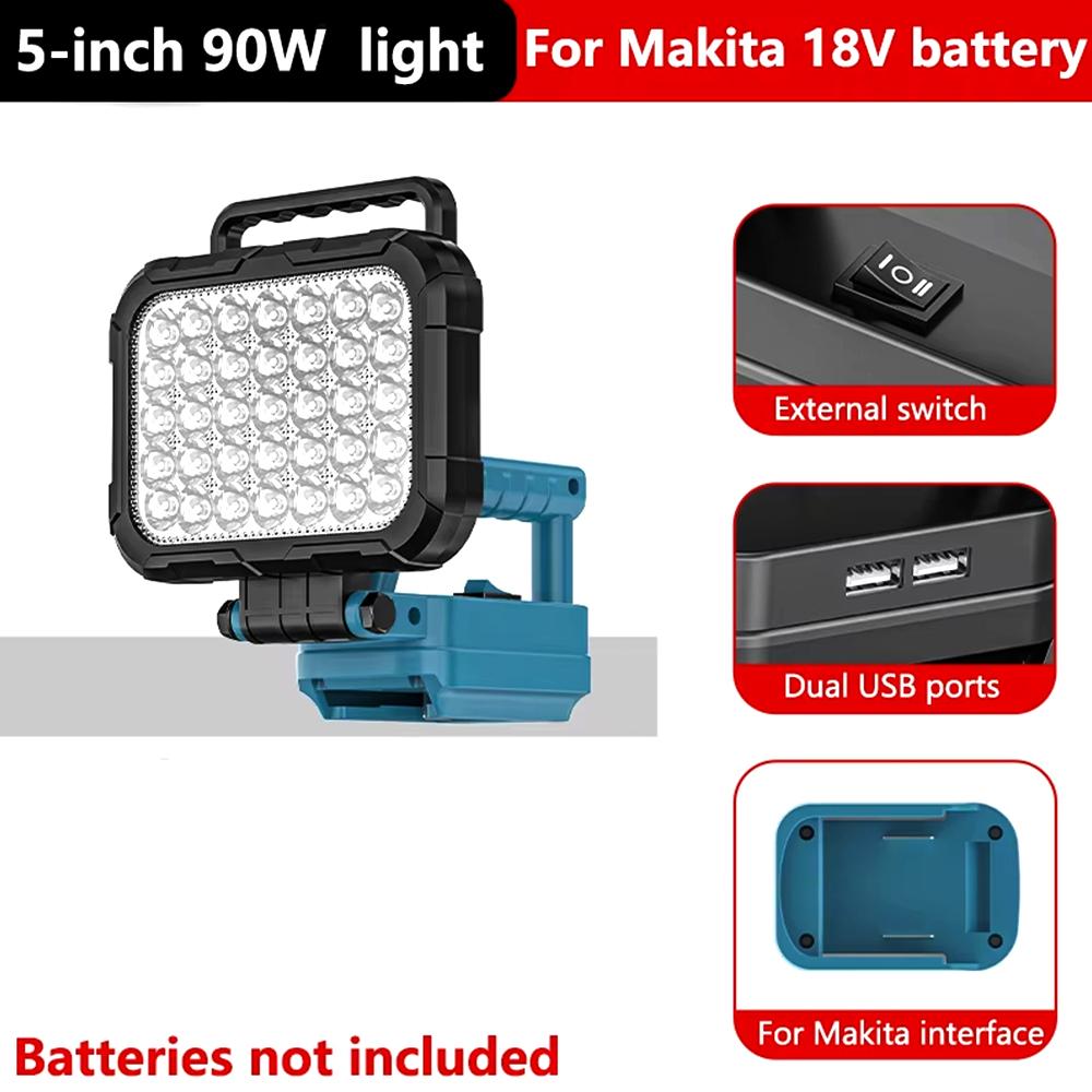 Для светодиодного рабочего фонаря-фонаря Makita 18 В Li-ion аккумулятора Аварийный фонарь Фонарик Фонарь Прожектор С двойным USB Освещение для кемпинга
