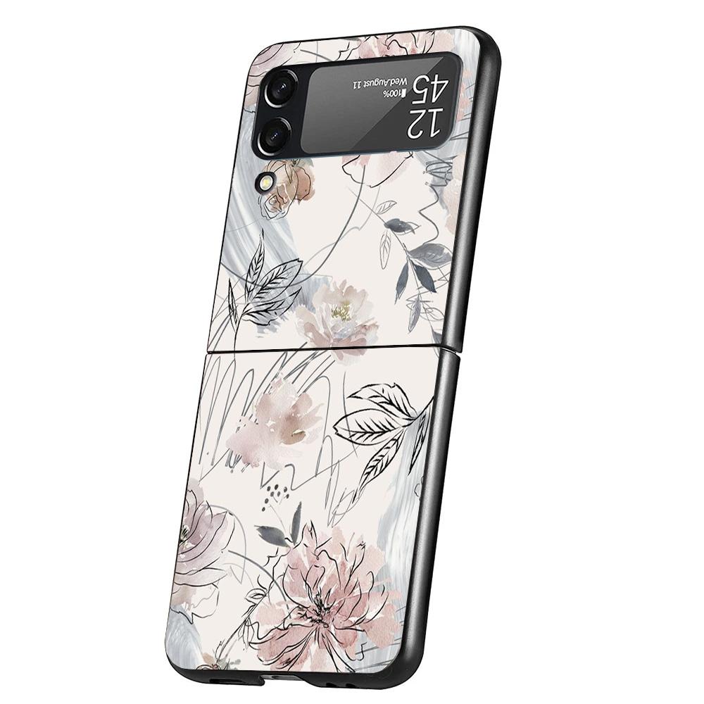 Beautiful Rose Bling Picture Case Phone Cover for Samsung Galaxy Z Flip 6 5 4 3 5G ZFlip6 ZFlip5 ZFlip4 ZFlip3 Black Hard Trend