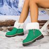 2025 Winter New Platform Mid-Heeled Boots Women's Comfortable Women's Boots Warm Cotton Boots Back Zipper Snow Boots Women's Women