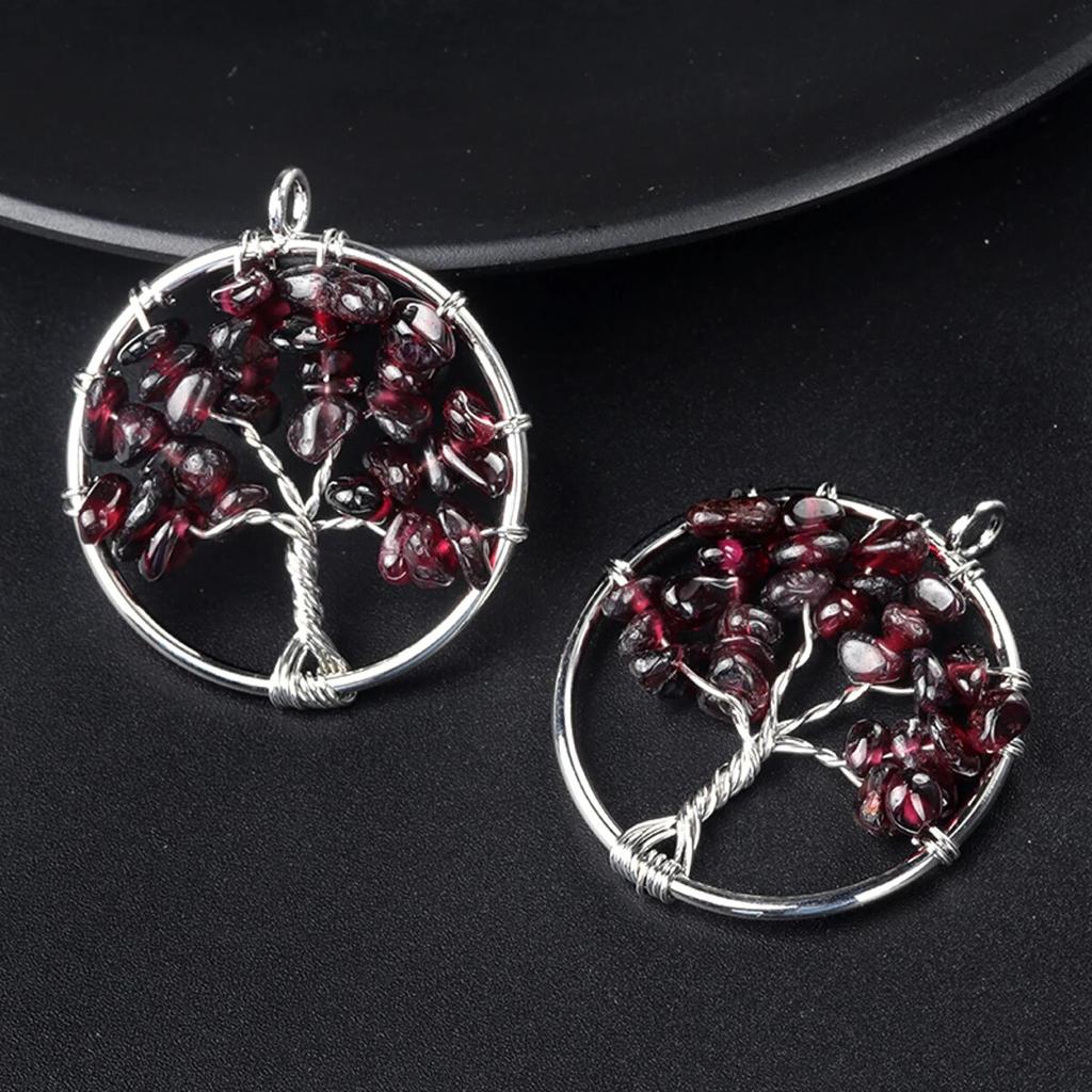 1 шт., кулон «Древо жизни», натуральный камень, обмотка, гравийный кулон для изготовления ювелирных изделий, ожерелье, аксессуар «сделай сам», размер 30x30 мм