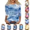 Women's Fashion Casual Round Neck Three-quarter Sleeve Gradient Print T-shirt Top