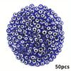 20/50pcs Blue Handmade Evil Eye Lampwork Glass Beads Flat Round Spacer Loose Beads for Bracelet Necklace Jewelry Making