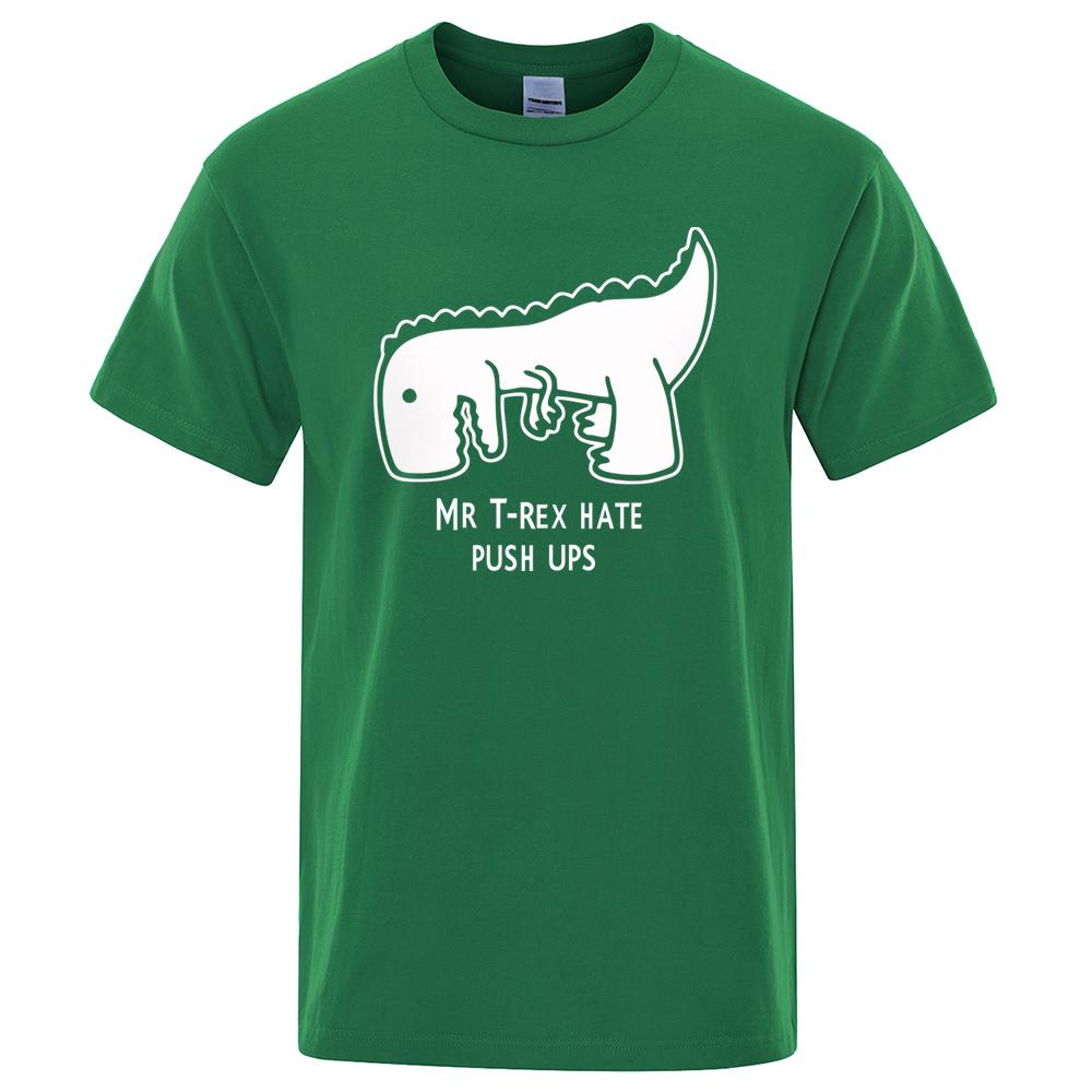 Хлопковая футболка Cotton Cool Мужская Женская Футболка Tea Rex Забавный Мультяшный Принт Футболка с Коротким Рукавом Мистер Trex Ненавидит Отжимания Футболка Повседневный Брендовый Топ