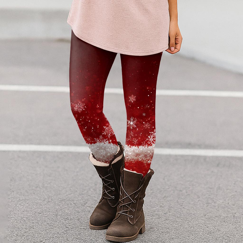 Женские рождественские облегающие эластичные повседневные брюки для йоги