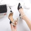 Women Sweet High Quality Pink Comfort European Stylish Bow Tie Square Heel Shoes Lady Classic Beige Summer Party Shoes
