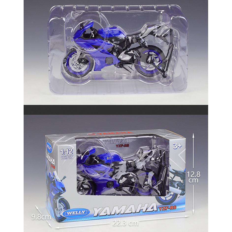 1/12 Scale Welly 2020 YAMAHA YZF-R6 Alloy Motorcycle Model Diecasts Metal Toy Vehicles Motorcycle Model High Simulation Collection Childrens Gifts