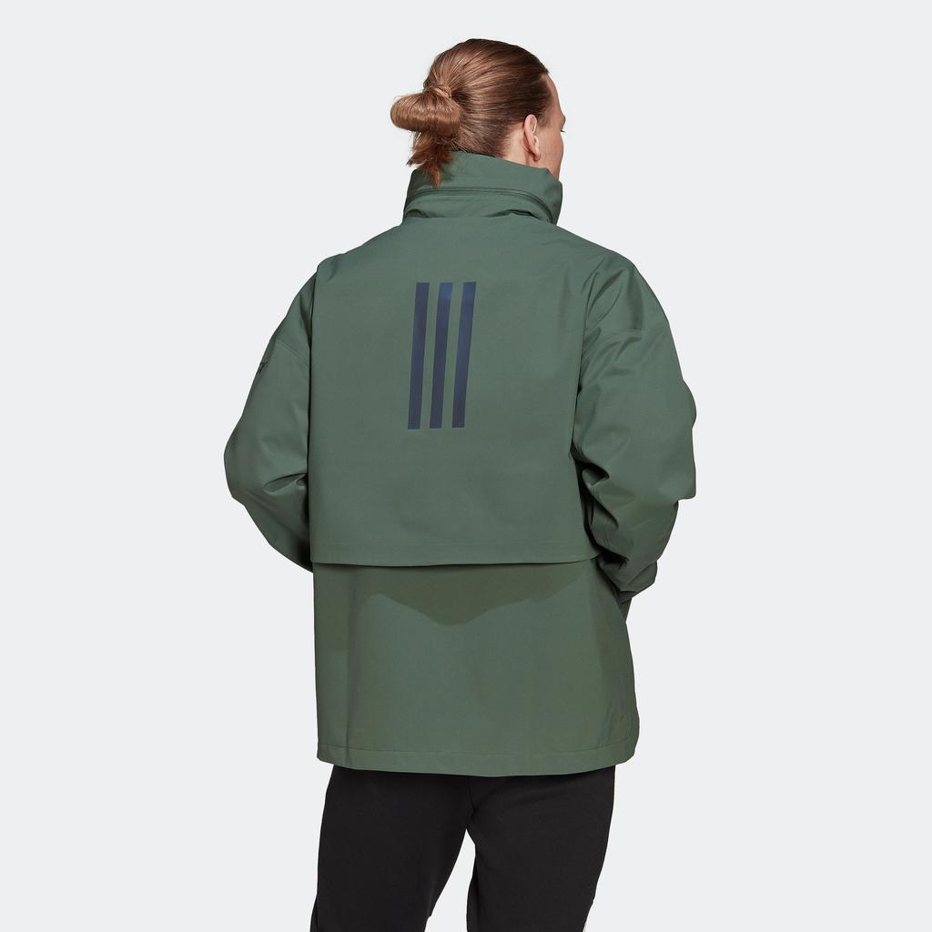 Adidas Terrex C Myshelter R.R. Solid Stripe Zip-Up Collar Jacket Men Jacket Green HG6028