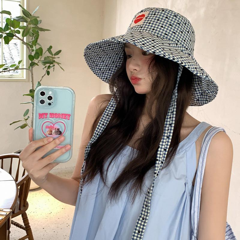 Attractive Womens Checkered Fisherman Hat With Large Brim Spring And Safety Sun