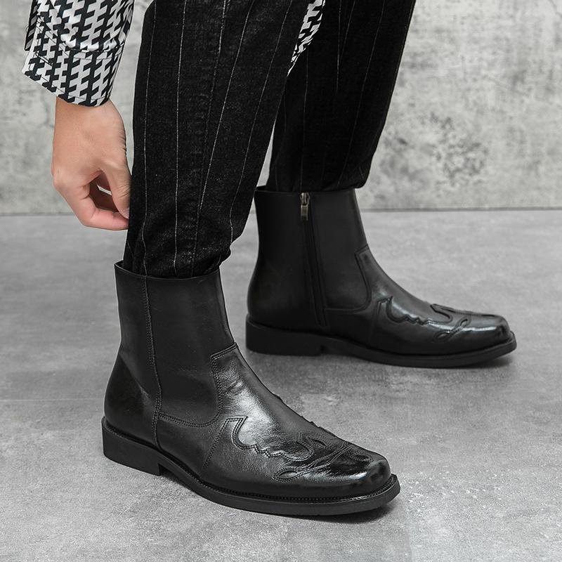 Мужские ботинки челси British Trend из натуральной кожи, дизайнерские ковбойские сапоги ручной работы, удобные ботинки для отдыха на природе в западном стиле