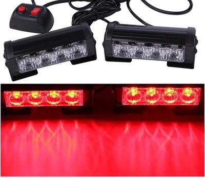 12V Светодиодная стробоскопическая балка Набор из 2 аварийных сигнальных огней Лампа для автомобиля, грузовика, прицепа Боковая лампа для комнаты KnightraidB KRB186 (красный)
