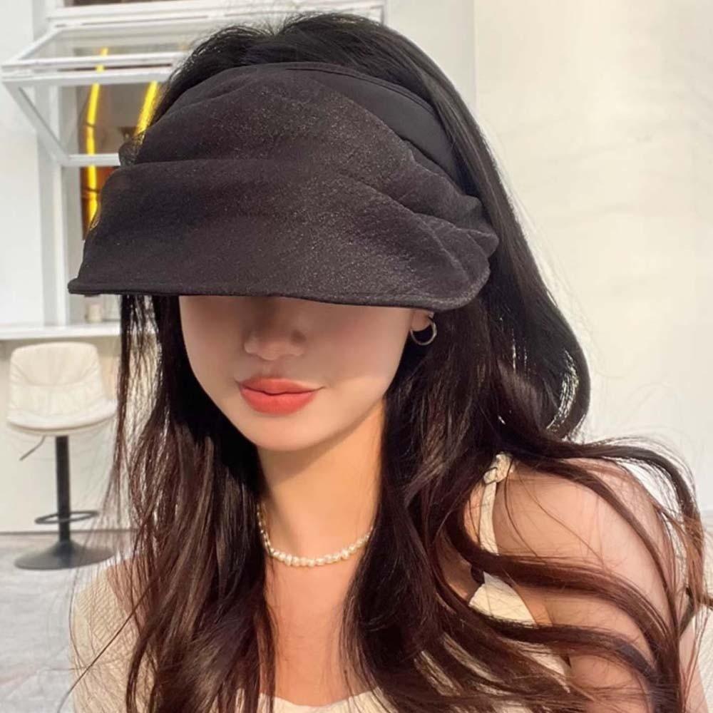 Solid Color Folding Sunshade Hat Portable Wide Brim Visor Caps Sunscreen Empty Top Hat Travel