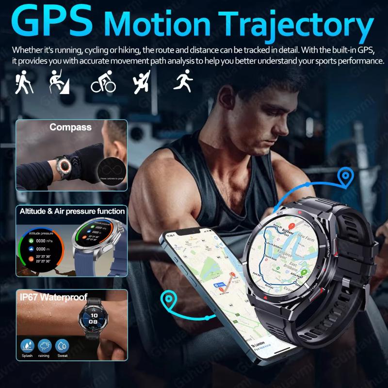 2025 Новые Оригинальные GPS Смарт-часы Ультра 466*466 HD AMOLED Дисплей Спорт Компас BT Звонок IP69 Водонепроницаемый Смарт-браслет Для HUAWEI