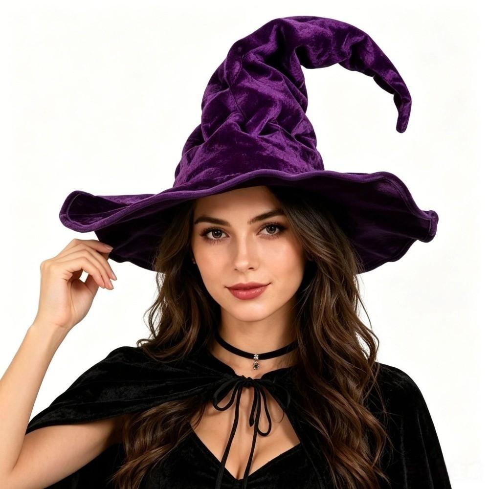 Large Wide Brim Halloween Wizard Hat Tall Pointed Cone Top Cosplay Witch Cap Wizard Cap Role Play