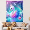 "Majestic Swan with Crown in Fantasy Scene" Patterned Tapestry Decorative Wall Hanging, Home Bedroom Living Room Decor