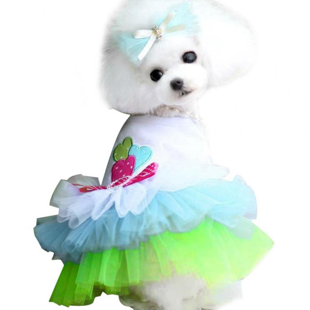 Платье для питомца, дышащая хлопковая юбка принцессы с рисунком в виде сердечек для прогулок