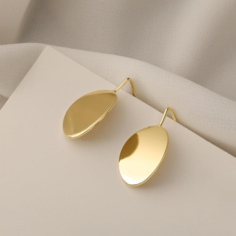 1 пара женских висячих медных серег, серьги золотистые, геометрические, овальные, золотые, простые, гипоаллергенные, на каждый день, для девушек