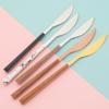 24Pcs Imitation Wooden Handle Cutlery Set Knife Dessert Fork Coffee Spoon Dinnerware Set Gold Kitchen Tableware Stainless Steel Flatware