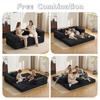 Compression Sofa,Convertible Floor Sofa Bed-with Pillow Back Support Armrest,Futon Couch Sleeper Bed,Corduroy Fabric,Living Room Bedroom ,Black