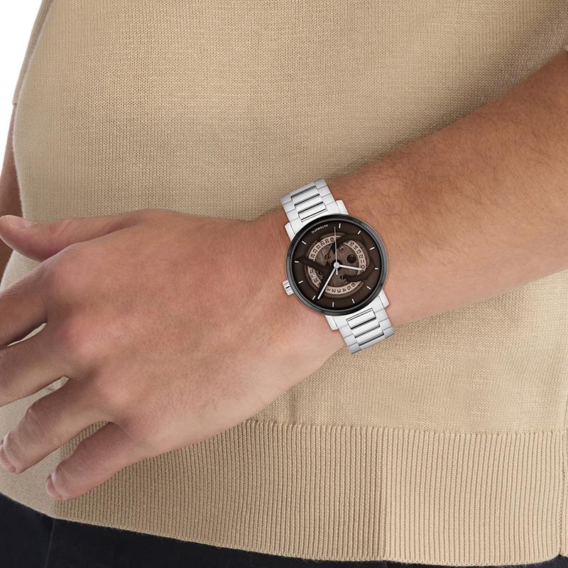 CALVIN KLEIN watch automatic mechanical movement steel strap 40mm brown dial men's watch 25300018