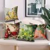 Vintage Fruit Drink Still Life Throw Pillow Covers, Lemon Pomegranate Lime Peach Print Cushion Cases, Kitchen Decor For Bedroom