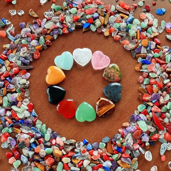 20 шт., набор драгоценных камней в форме сердца, романтические натуральные настольные любовные камни, украшение, кварцевый набор целебных камней, чакра
