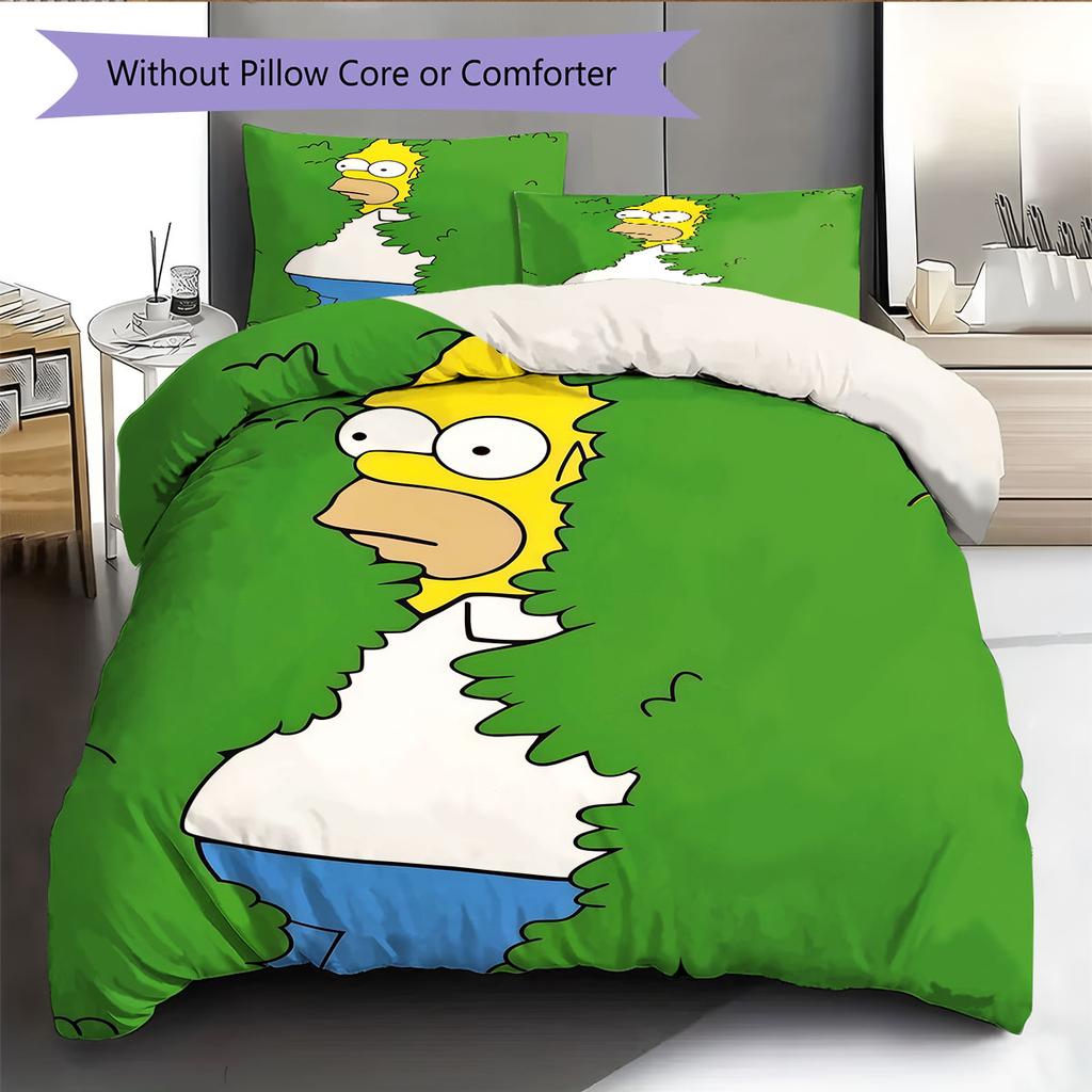 Homer Simpson Pattern Bedding Home Decoration Birthday Gift ( 1 duvet cover + 2 pillowcase, without core),fan merchandise.